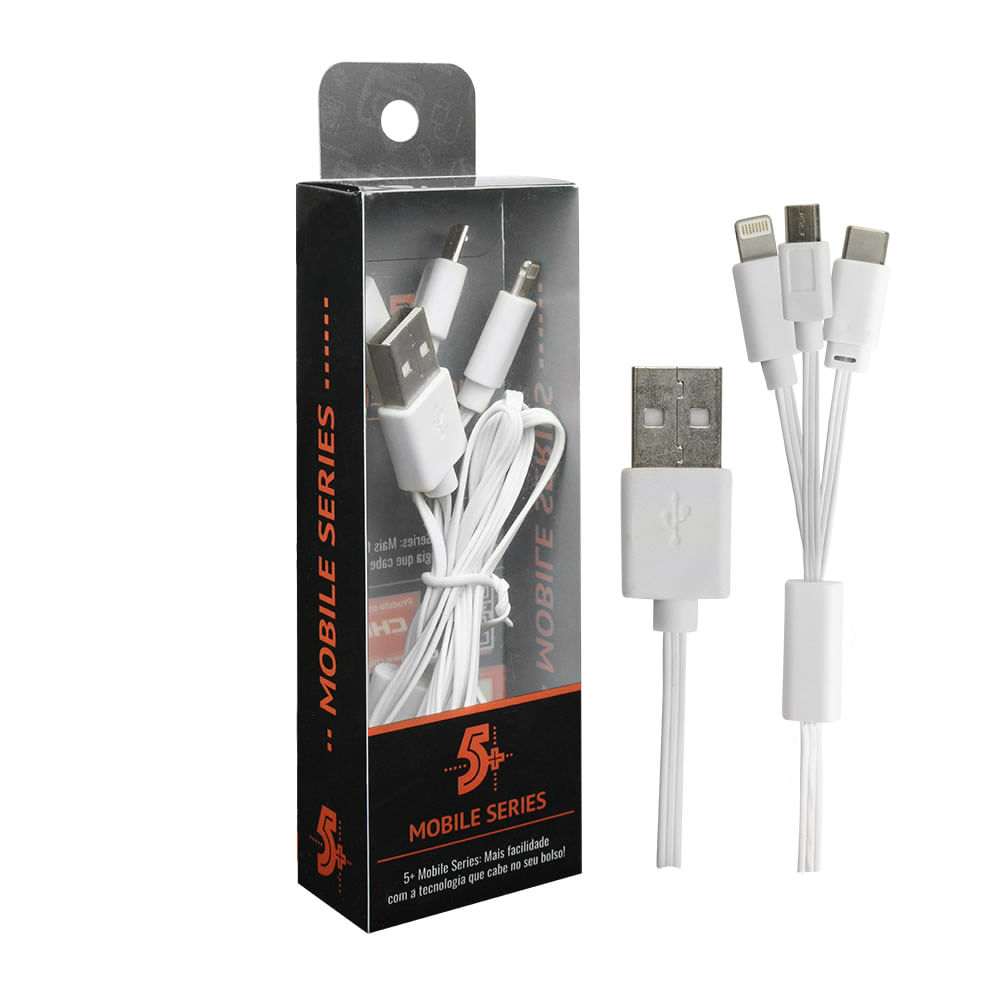 Cabo Carregador Universal 3x1 1 Metro - Central Cabos Mobile