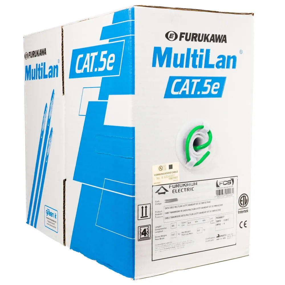 Cabo de Rede Cat5e LSZH Verde - MultiLAN Furukawa (23200138), 1 Metro Cabo de Rede Cat5e LSZH Verde - MultiLAN Furukawa (23200138), 1 Metro