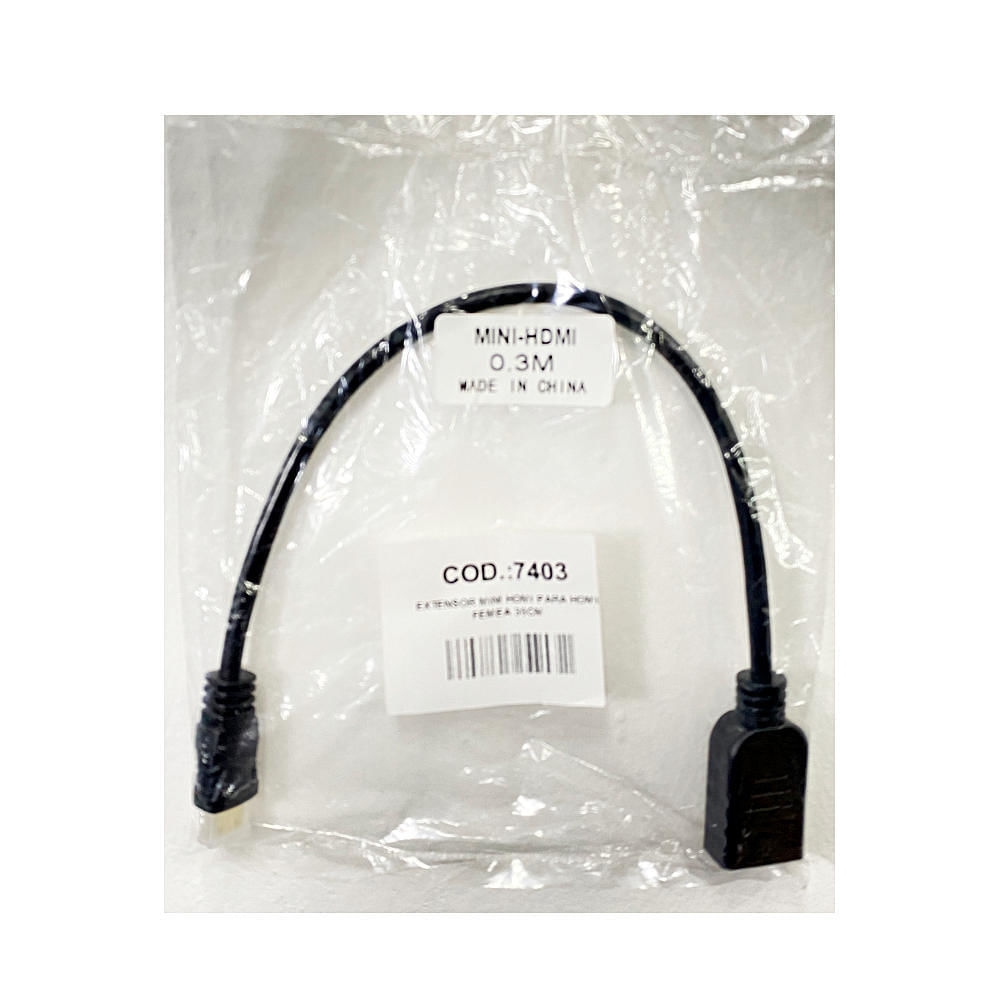 Extensor mini hdmi para hdmi femea 30cm - 7403 Extensor mini hdmi para hdmi femea 30cm - 7403