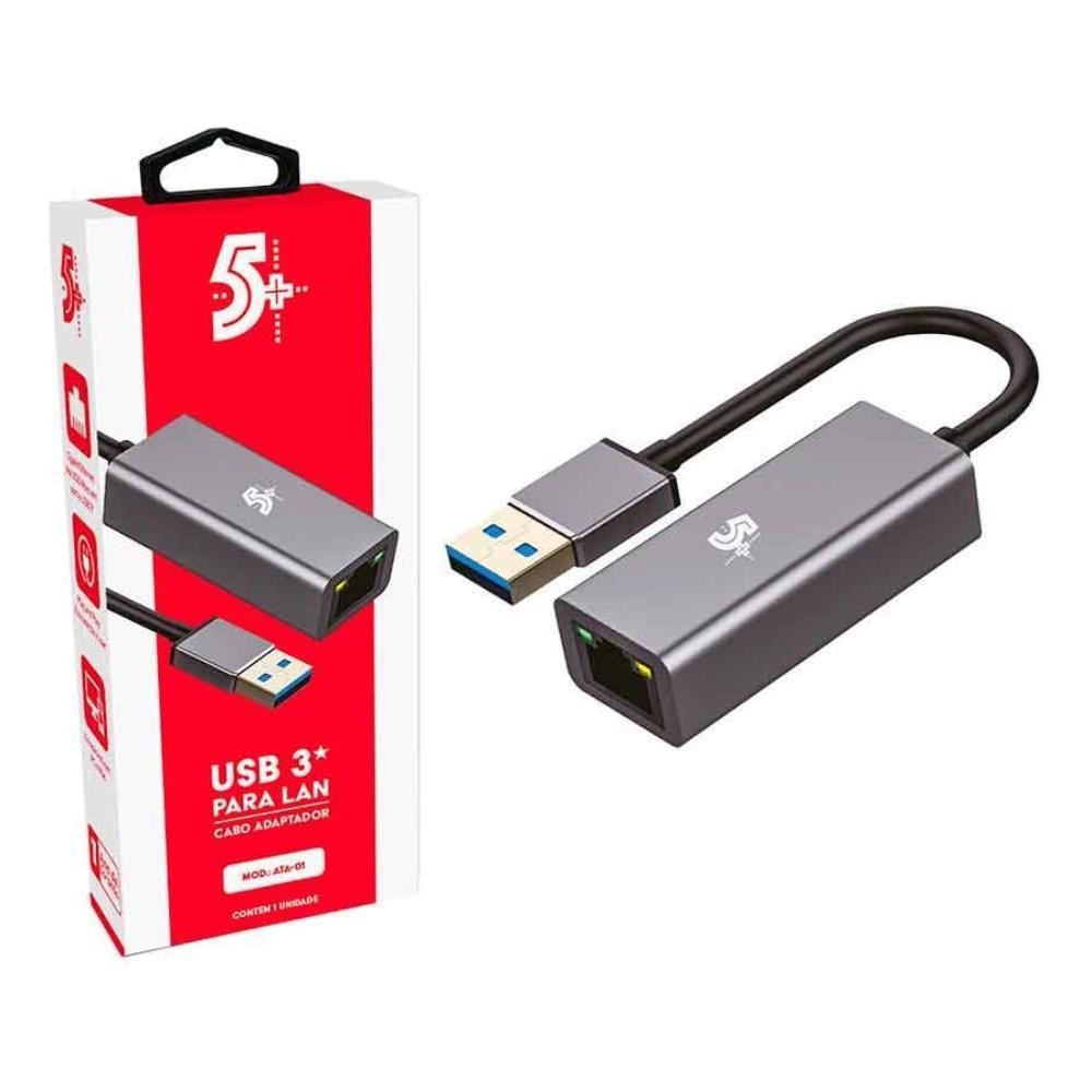Adaptador USB para Cabo Rede Ethernet RJ45 c/ HUB 3x USB p/ PC