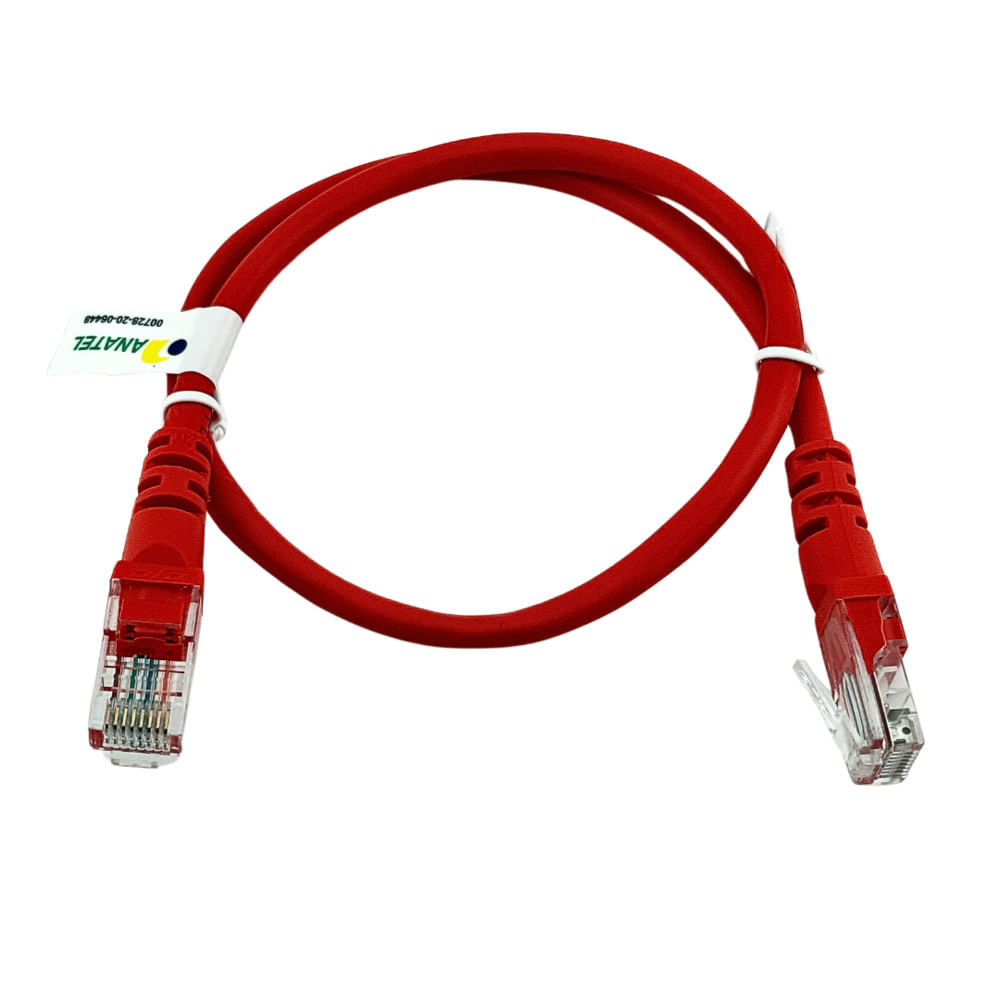Patch Cord CAT.5e UTP 0,5m Vermelho – 100% Cobre - 7877 Patch Cord CAT.5e UTP 0,5m Vermelho – 100% Cobre - 7877