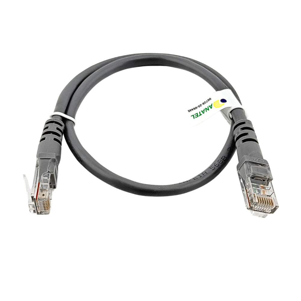 Patch Cord CAT.5e UTP 0,5m Cinza – 100% Cobre - 7876 Patch Cord CAT.5e UTP 0,5m Cinza – 100% Cobre - 7876