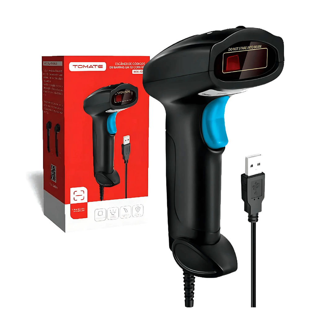 Leitor de Código de Barras 1D com Fio Tomate MDK-101 — USB, 200 scans/s, leitura de boletos - 8231 Leitor de Código de Barras 1D com Fio Tomate MDK-101 — USB, 200 scans/s, leitura de boletos - 8231