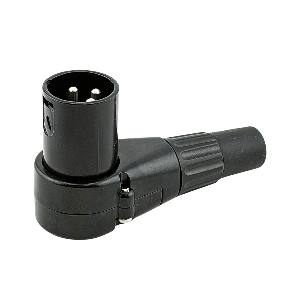 Conector XLR Macho 90 Graus - Conector Áudio Profissional, 3 Pinos - 8312 Conector XLR Macho 90 Graus - Conector Áudio Profissional, 3 Pinos - 8312